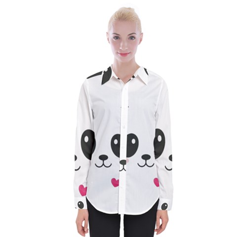 Cute Panda Love Animal Womens Long Sleeve Shirt by Ndabl3x