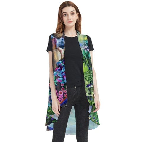 Peacocks In Garden Sleeveless Chiffon Waistcoat Shirt by Ndabl3x