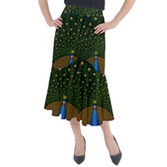 Peacock Feathers Tail Green Beautiful Bird Midi Mermaid Skirt by Ndabl3x