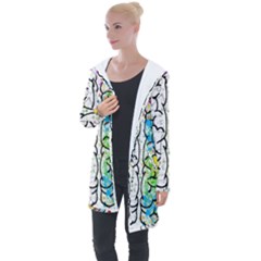 Brain Mind Psychology Idea Drawing Short Overalls Longline Hooded Cardigan by Azkajaya