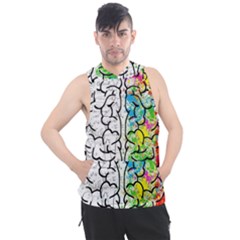 Brain Mind Psychology Idea Drawing Short Overalls Men s Sleeveless Hoodie by Azkajaya