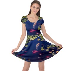 Koi Fish Carp Cap Sleeve Dress by Cemarart