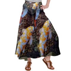 Koi Fish Clown Pool Stone Women s Satin Palazzo Pants by Cemarart