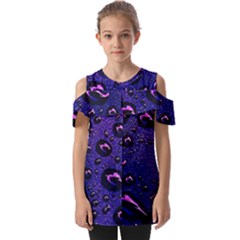 Purple Waterdrops Water Drops Fold Over Open Sleeve Top by Cemarart