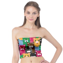 Cat Funny Colorful Pattern Tube Top by Grandong