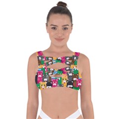 Cat Funny Colorful Pattern Bandaged Up Bikini Top by Grandong