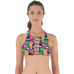 Cat Funny Colorful Pattern Perfectly Cut Out Bikini Top by Grandong