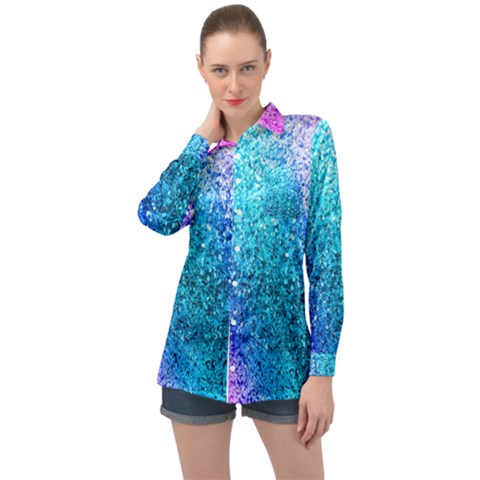 Rainbow Color Colorful Pattern Long Sleeve Satin Shirt by Grandong