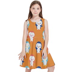 Cute Penguin Funny Pattern Kids  Skater Dress by Grandong