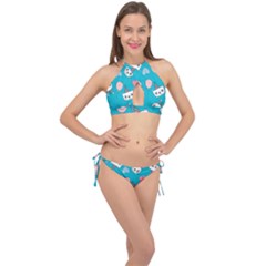 Cat Bunny Cross Front Halter Bikini Set by Grandong