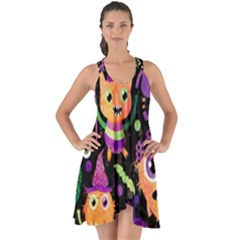 Fun Halloween Monsters Show Some Back Chiffon Dress by Grandong