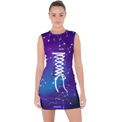 Realistic Night Sky Poster With Constellations Lace Up Front Bodycon Dress by Grandong