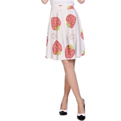 Strawberries Pattern Design A-line Skirt by Grandong