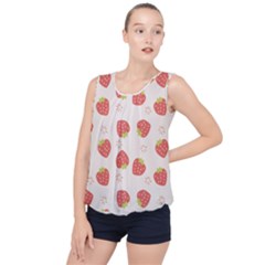 Strawberries Pattern Design Bubble Hem Chiffon Tank Top by Grandong