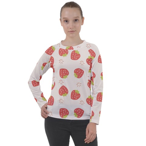 Strawberries Pattern Design Women s Long Sleeve Raglan T-shirt by Grandong