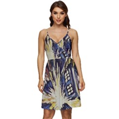 Tardis Doctor Who Pattern V-neck Pocket Summer Dress  by Cemarart