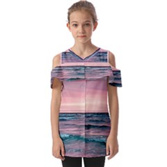 Sunset Ocean Beach Catcher Dream Evening Night Sunset Fold Over Open Sleeve Top by Cemarart