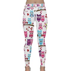 Owl Pattern Classic Yoga Leggings by Cemarart