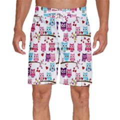 Owl Pattern Men s Beach Shorts by Cemarart