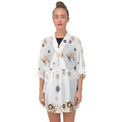 Golden-snowflake Half Sleeve Chiffon Kimono by saad11