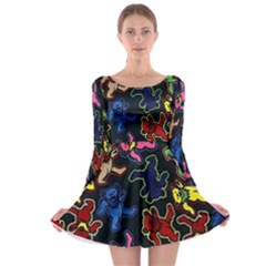 Dead Head Deadhead Grateful Dead Long Sleeve Skater Dress by Cemarart