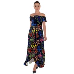 Dead Head Deadhead Grateful Dead Off Shoulder Open Front Chiffon Dress by Cemarart