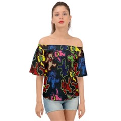 Dead Head Deadhead Grateful Dead Off Shoulder Short Sleeve Top by Cemarart