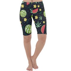 Watermelon Doodle Pattern Cropped Leggings  by Cemarart