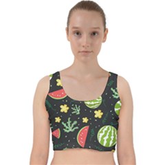 Watermelon Doodle Pattern Velvet Racer Back Crop Top by Cemarart