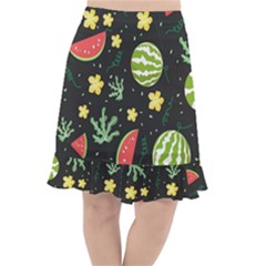 Watermelon Doodle Pattern Fishtail Chiffon Skirt by Cemarart