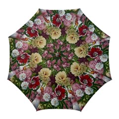 Parrot Painting Flower Art Golf Umbrellas by Cemarart