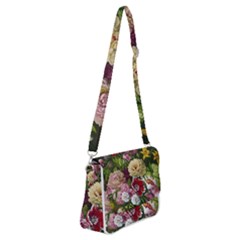 Parrot Painting Flower Art Shoulder Bag With Back Zipper by Cemarart