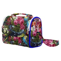 Flower And Parrot Art Flower Painting Satchel Shoulder Bag by Cemarart