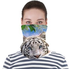 White Tiger Peacock Animal Fantasy Water Summer Face Seamless Bandana (adult) by Cemarart