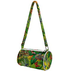 The Chameleon Colorful Mushroom Jungle Flower Insect Summer Dragonfly Mini Cylinder Bag by Cemarart