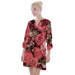 Pink Roses, Flowers, Love, Nature Open Neck Shift Dress by nateshop