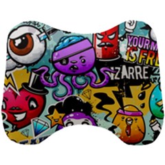 Cartoon Graffiti, Art, Black, Colorful Head Support Cushion by nateshop