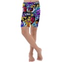 Cartoon Graffiti, Art, Black, Colorful Kids  Lightweight Velour Cropped Yoga Leggings View1