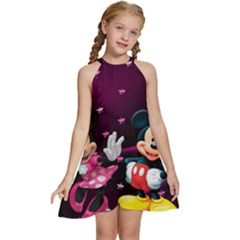 Cartoons, Disney, Mickey Mouse, Minnie Kids  Halter Collar Waist Tie Chiffon Dress by nateshop