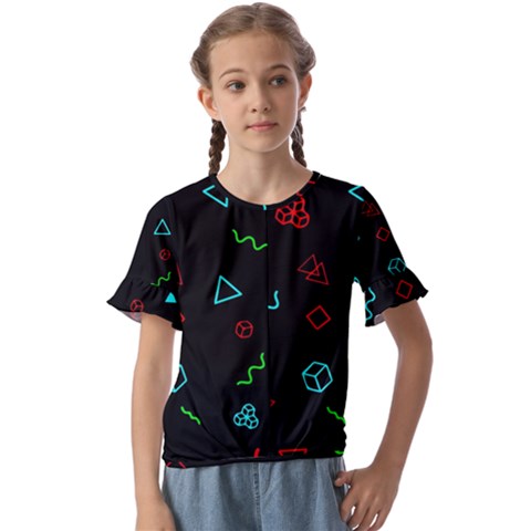 Black, Dark, Galaxy Kids  Cuff Sleeve Scrunch Bottom T-shirt by nateshop