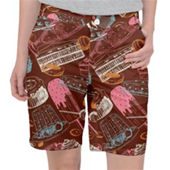 Sweet Food Seamless Pattern Women s Pocket Shorts by Cemarart