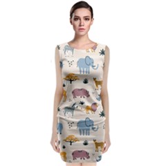 Wild Animals Seamless Pattern Sleeveless Velvet Midi Dress by Ndabl3x