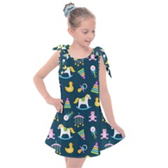 Cute Babies Toys Seamless Pattern Kids  Tie Up Tunic Dress by Ndabl3x