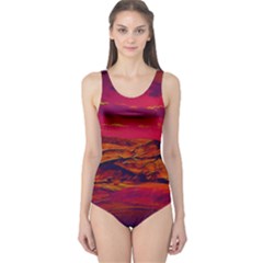 Time Wind Polishpattern Architecture Building City Cityscape Nature Pop-art Pop Surrealism  Retrowave One Piece Swimsuit by Cemarart