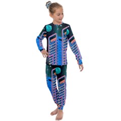 Fantasy City Architecture Building Cityscape Kids  Long Sleeve Set  by Cemarart