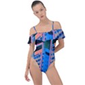 Fantasy City Architecture Building Cityscape Frill Detail One Piece Swimsuit View1