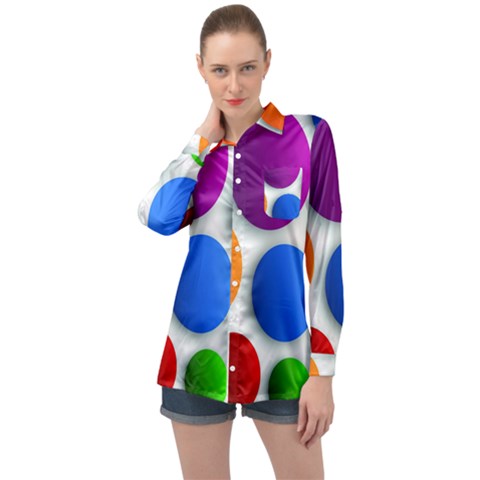 Abstract Dots Colorful Long Sleeve Satin Shirt by nateshop