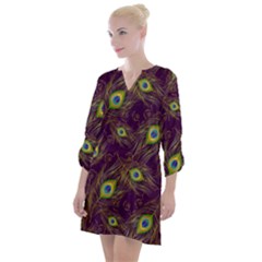 Feathers, Peacock, Patterns, Colorful Open Neck Shift Dress by nateshop