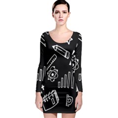 Knowledge Drawing Education Science Long Sleeve Bodycon Dress by Proyonanggan