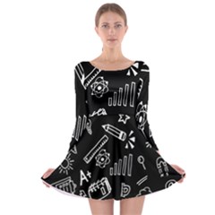 Knowledge Drawing Education Science Long Sleeve Skater Dress by Proyonanggan